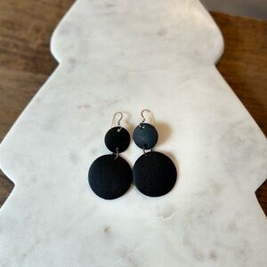 Elegant Black Leather Dangle Earrings